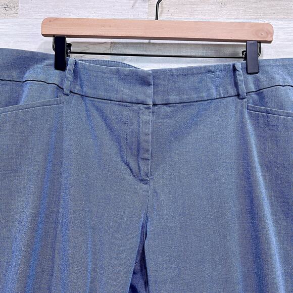LOFT PLUS Chambray Riviera Crop Pants Blue Mid Rise Stretch Cotton Womens 16 - Picture 2 of 8
